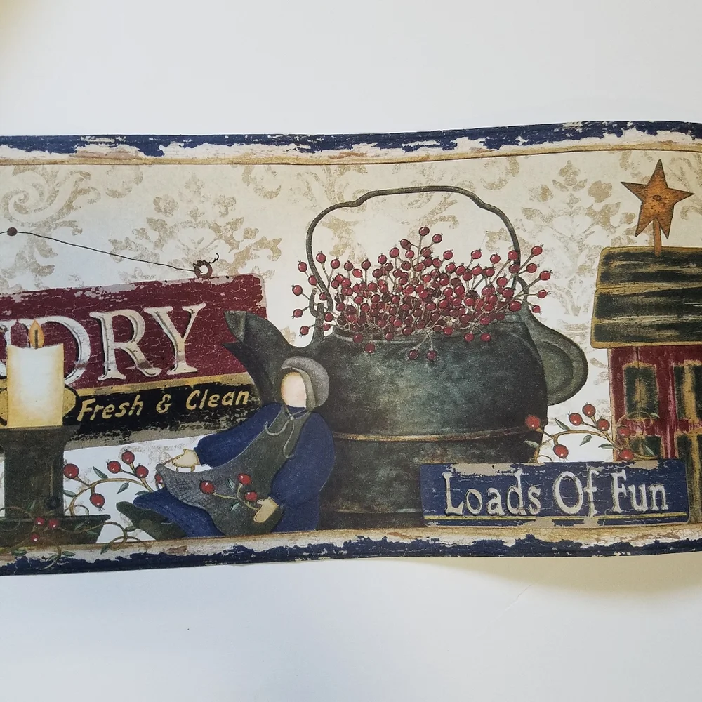 Wallpaper Border Country Laundry Room -open Roll
